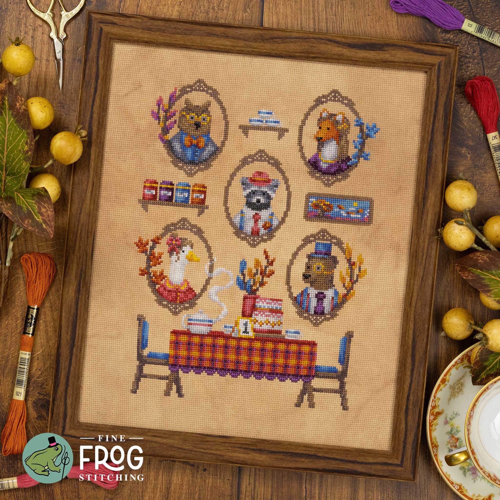 TWIGS AND TEA Fine Frog Stitching Pattern Only