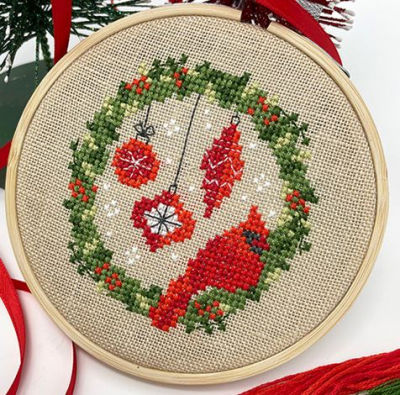 CARDINAL WREATH Tiny Modernist Pattern  Only