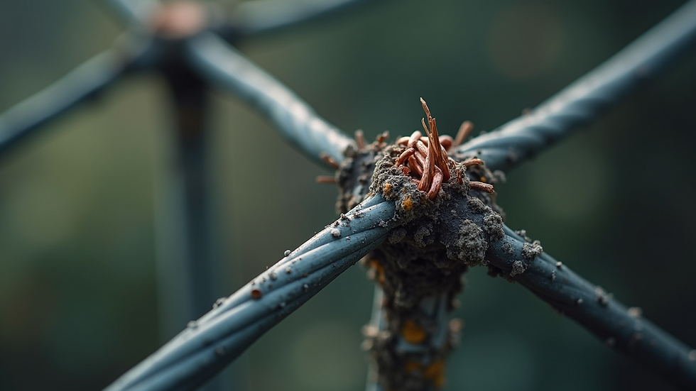 High angle view of a damaged electrical wire with exposed copper