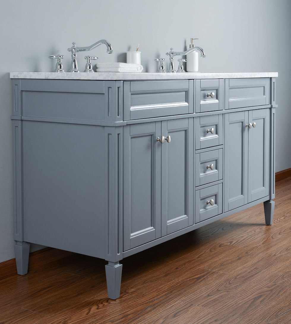 Thumbnail: Anastasia French 60" Grey Double Sink Vanity