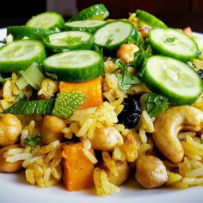 JEWELLED BIRYANI with Curried Butternut Squash, Chickpeas & Cashews