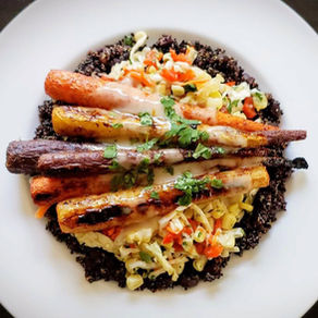 ROASTED CHIPOTLE CARROTS with Confetti Coleslaw, Quinoa & Black Beans