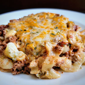 CHEESY BEEF (less) NOODLE CASSEROLE