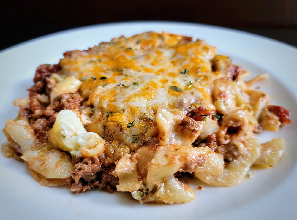 CHEESY BEEF (less) NOODLE CASSEROLE