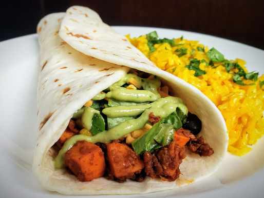 ULTIMATE SOY CHORIZO, SWEET POTATO TACOS with Avocado-Cilantro Crema