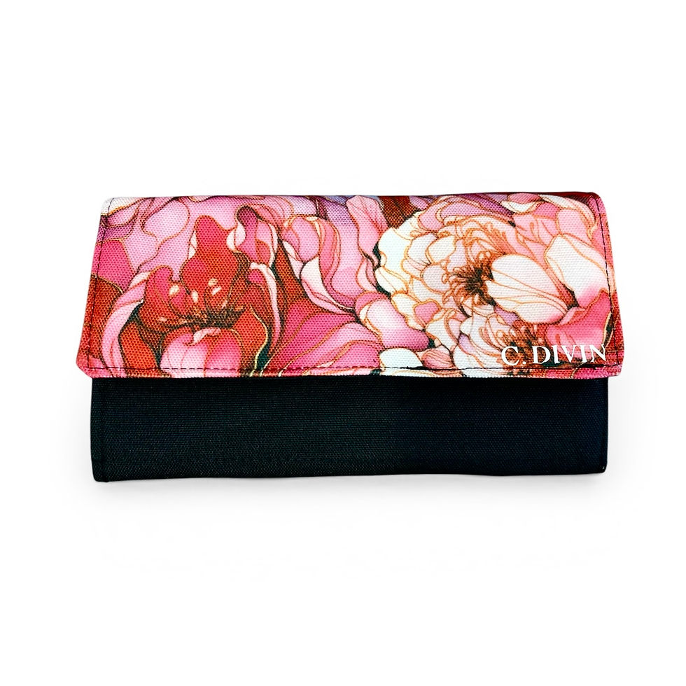 Miniature : Portefeuille femme fleurs rouges