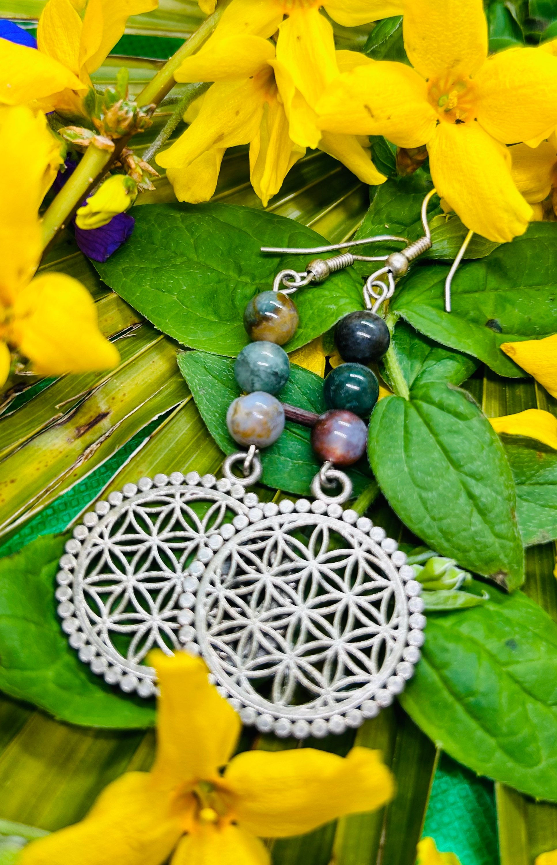 Boucles d'oreilles "pendants" Agate Indienne