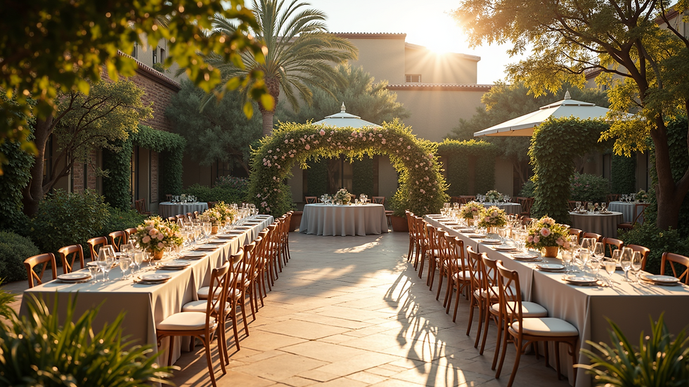 High angle view of a beautifully arranged outdoor event space