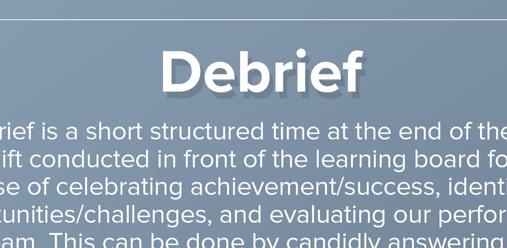 The importance of the Debrief to Patient Safety