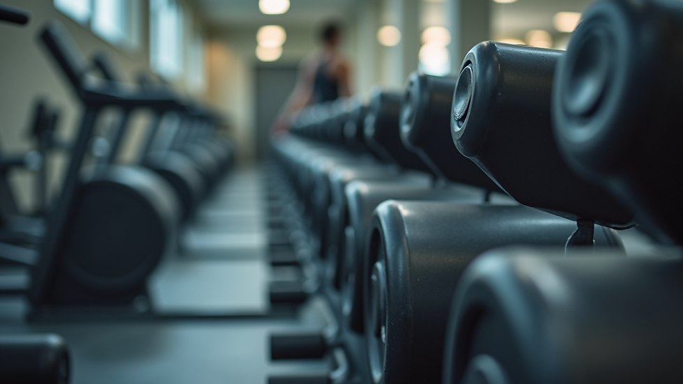 Close-up view of fitness equipment arranged for a group workout