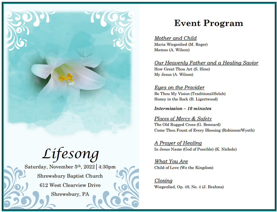 Katherine Merryman Concert Program