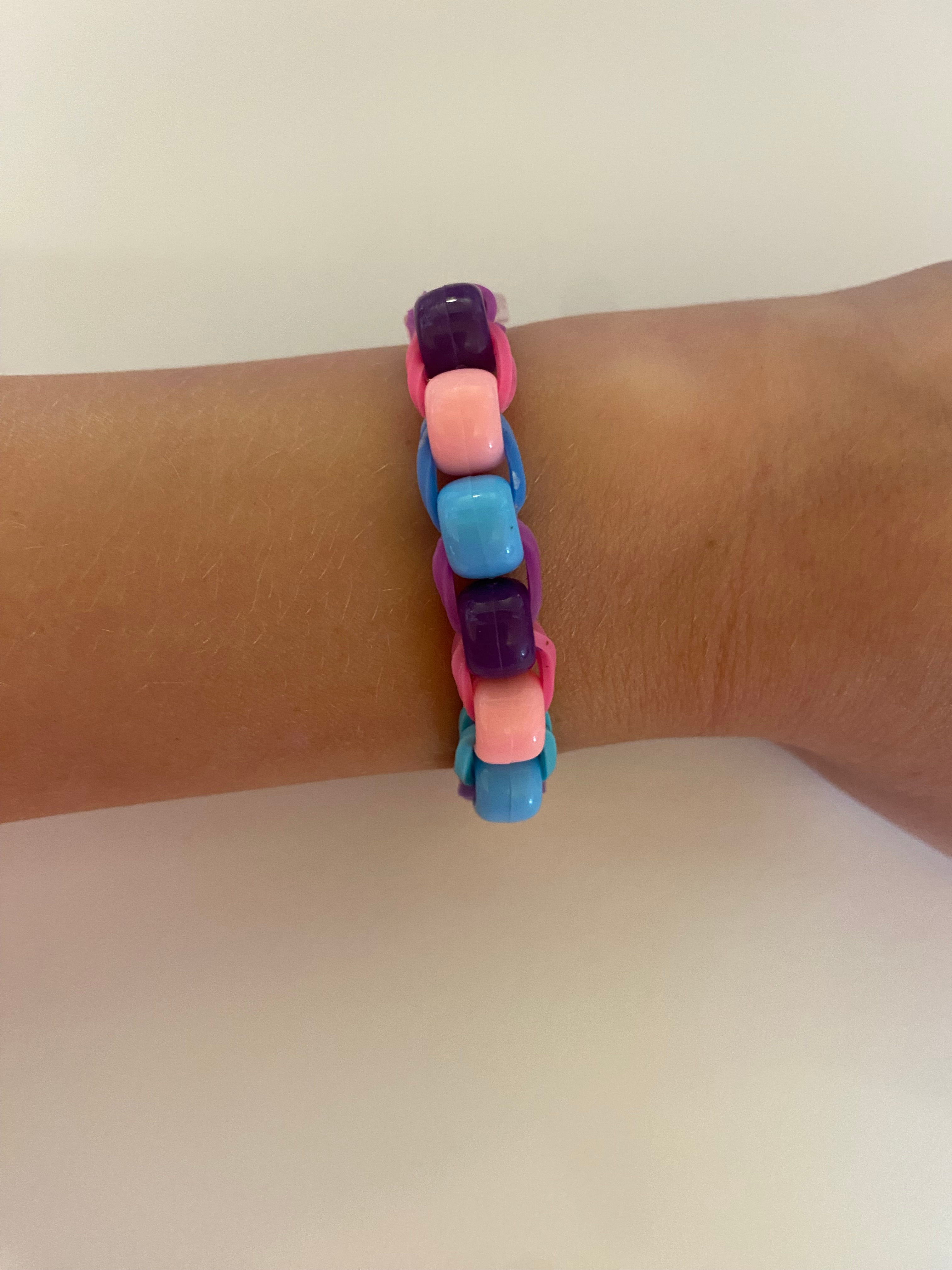 Pink, Purple & Blue Beaded Stretch Bracelet