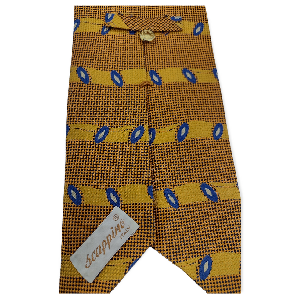 Miniatura: Corbata Scappino Clásica Seda Dorada y Lunares Azul 2 x 1