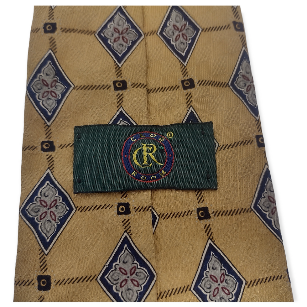 Miniatura: Corbata Club Room Clásica Seda Dorada y Rombos
