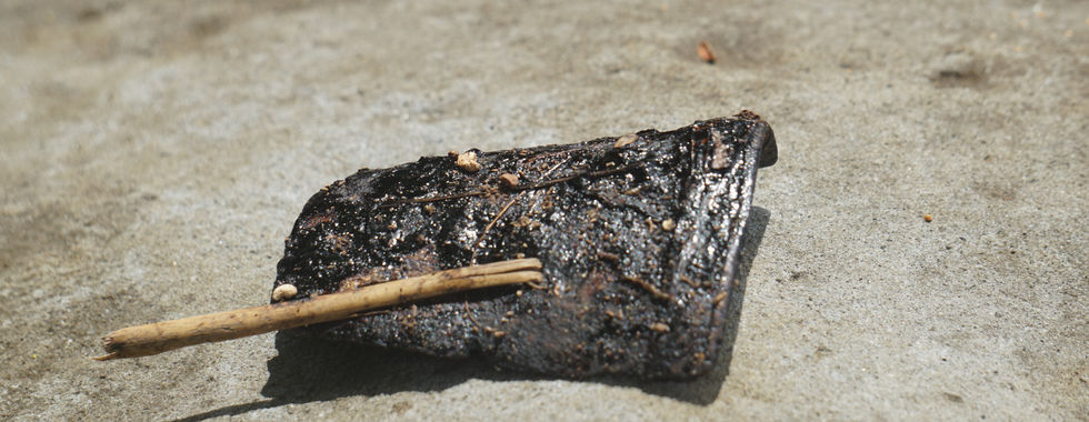 A styrofoam covered in oil along the shores of Brgy. Puting Cacao in Pola.
