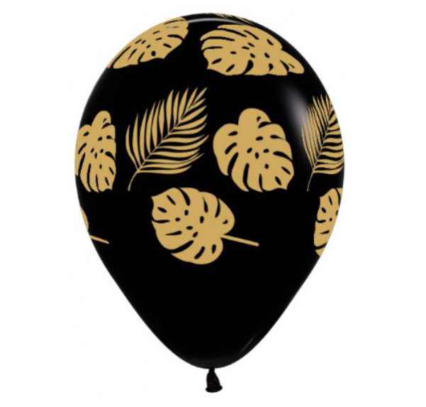 zwart met gouden bladeren (28 cm / 11 inch)