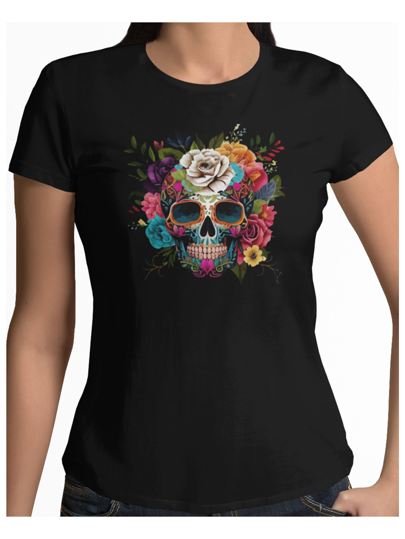 Playera negra Calavera lentes halloween