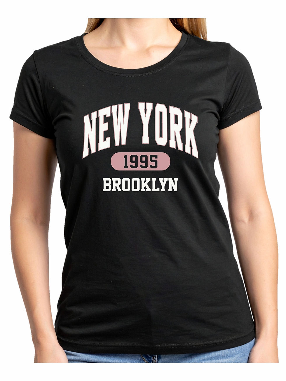 Playera negra de mujer con diseño NEW YORK 1995 BROOKLYN