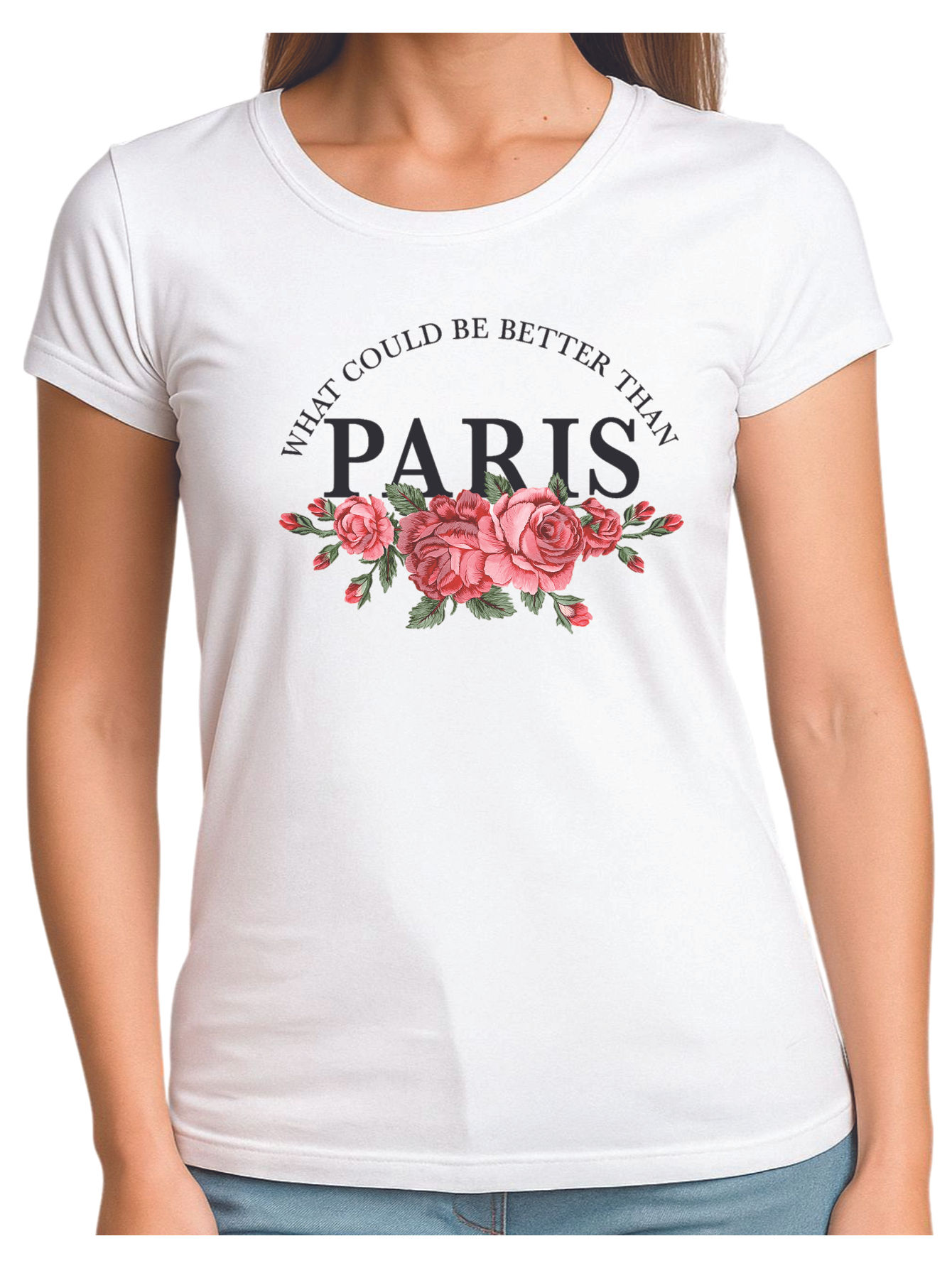 Playera blanca de mujer diseño PARIS What Could Be Better Than