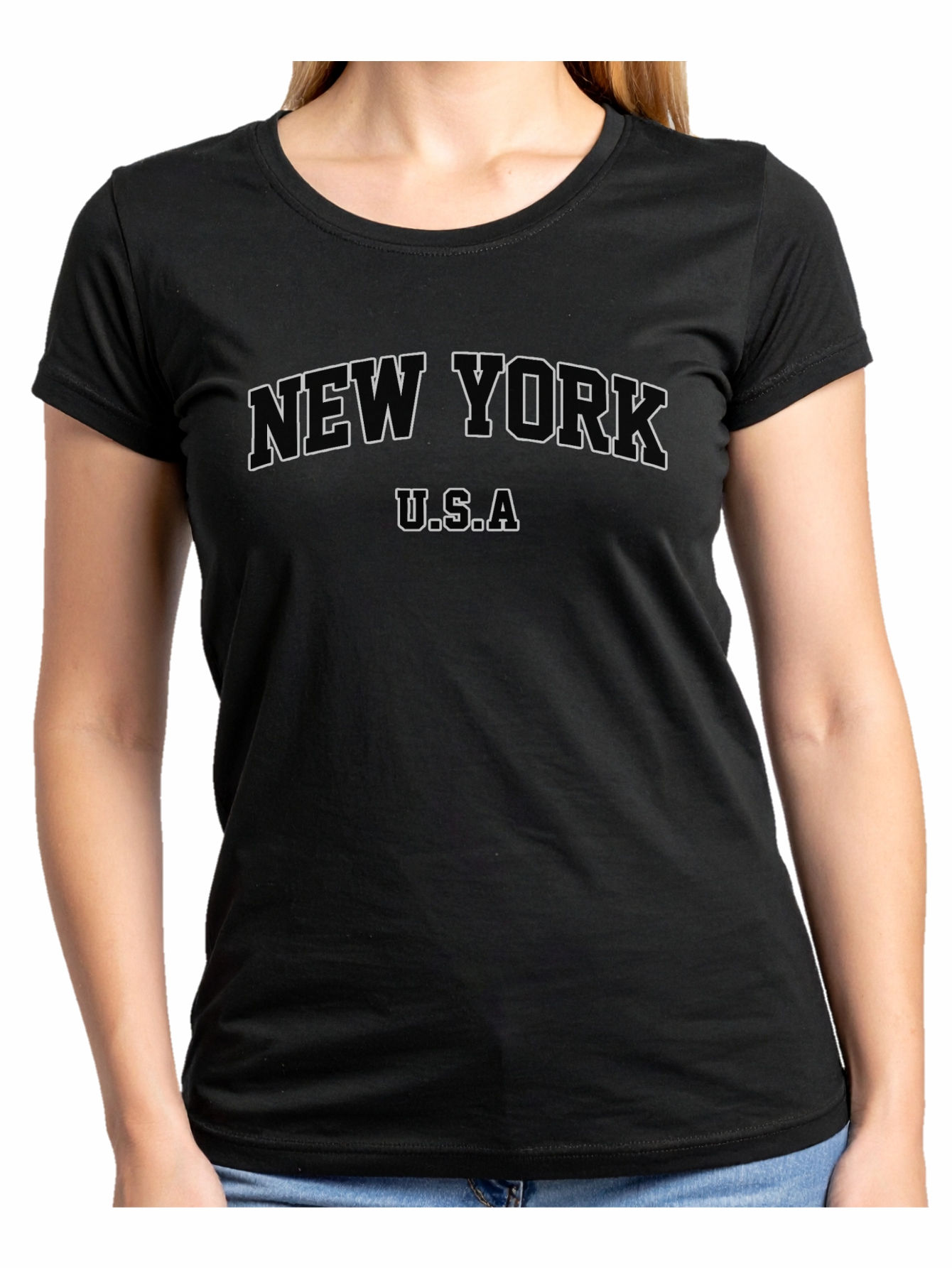 Playera negra de mujer con diseño NEW YORK U.S.A.