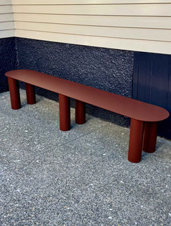 Large aluminium bench seat in red "RAL 8015"