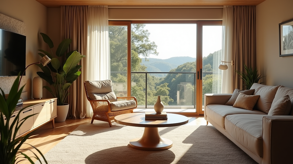 Eye-level view of a cozy living area designed for relaxation