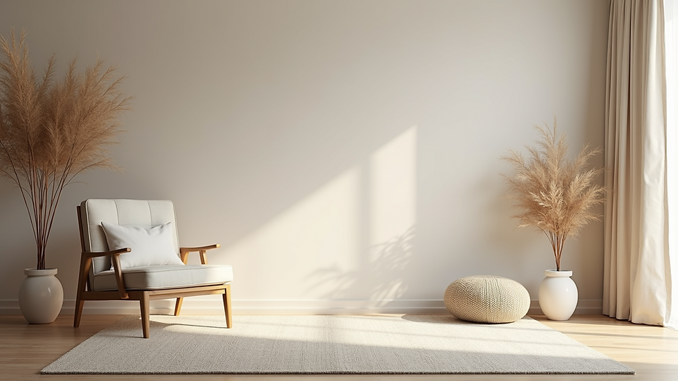 High angle view of a peaceful room setup with calming décor