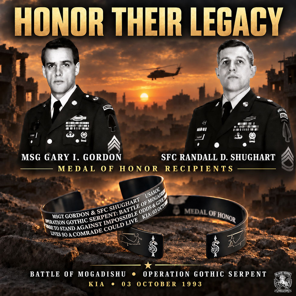 Gordon & Shughart Memorial Bracelet honoring Medal of Honor recipients.