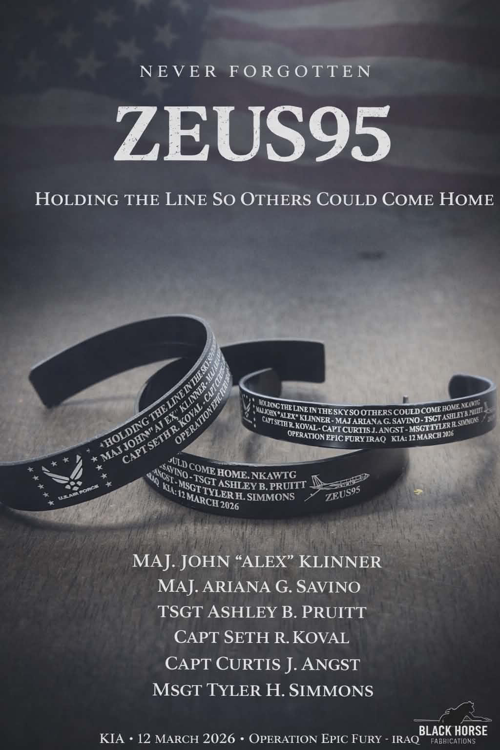 ZEUS95 Memorial Bracelet - A Tribute To Crew ZEUS95