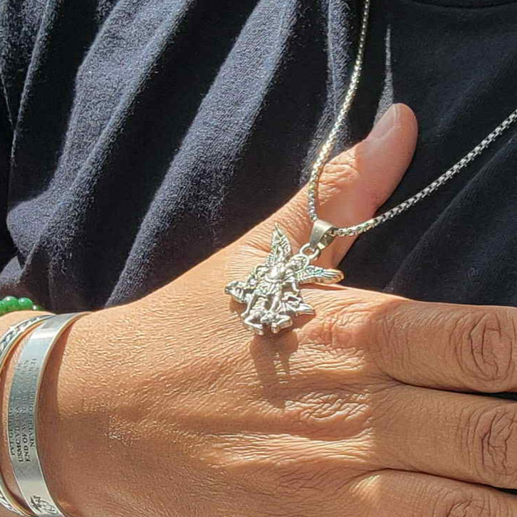 Thumbnail: Antique-Silver-Archangel-Michael-Pendant