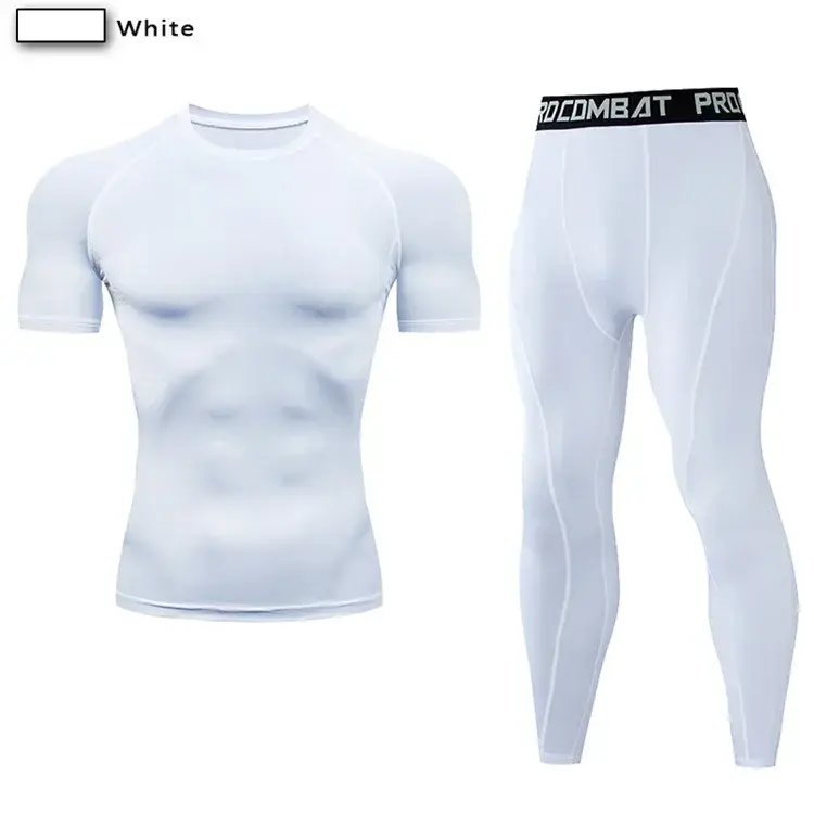 Thumbnail: 2pcs Men's Compression Sportswear Suit Elastic Training Yoga Sets Workout Joggin