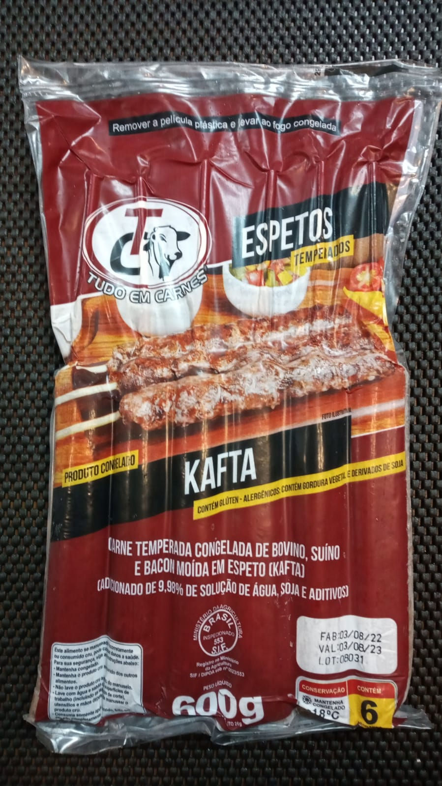 KAFTA 600G - COM 06 ESPETOS - TC