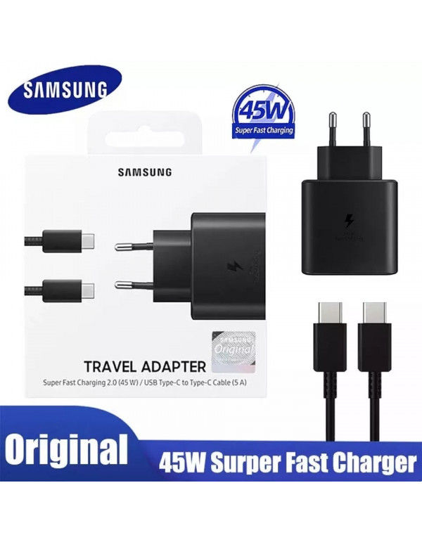 Chargeur Ultra Rapide 45W Adaptateur secteur Original Samsung + Cable USB-C vers