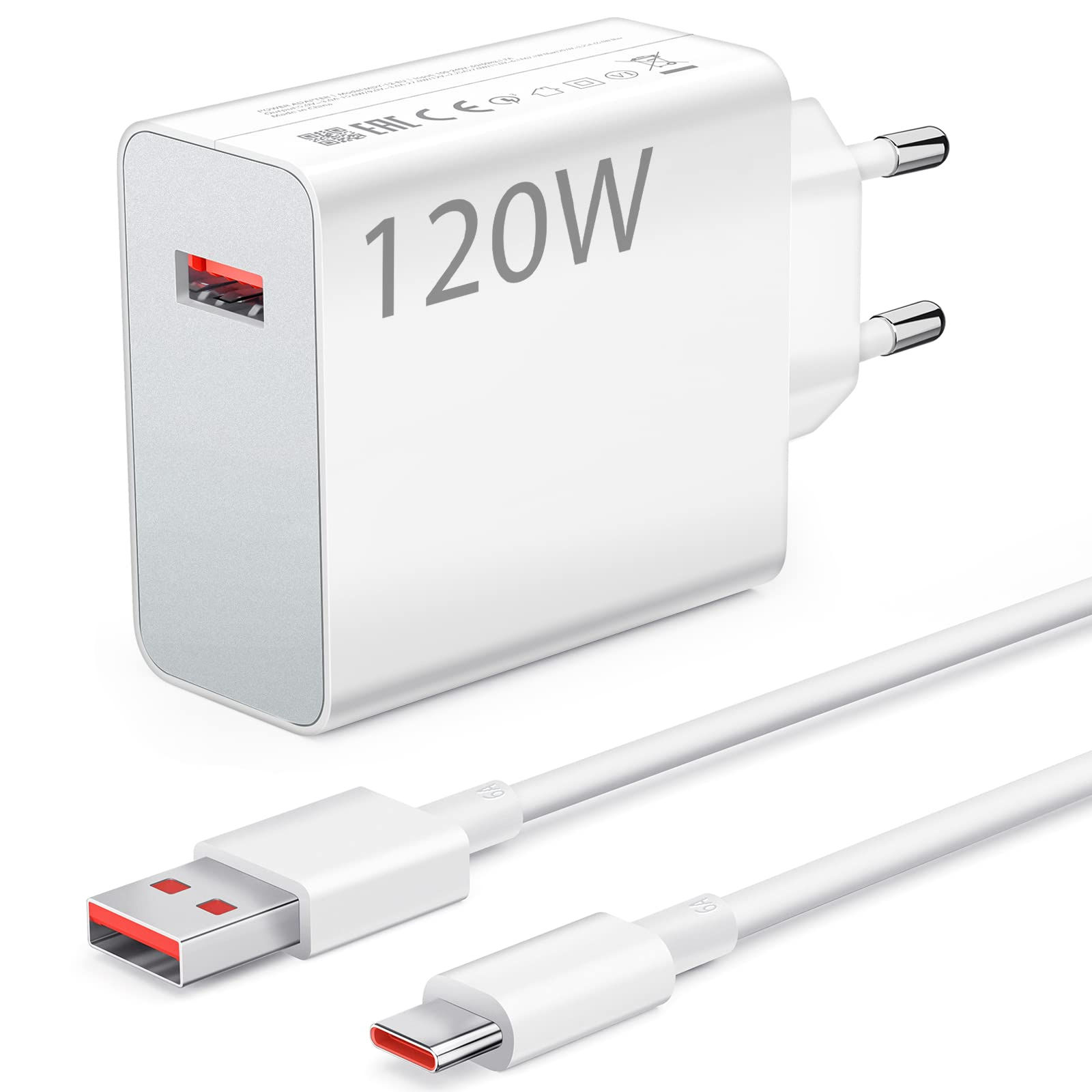120W Chargeur Rapide avec Câble USB C 1m pour Redmi Note 11 11s 13 Pro,Chargeur
