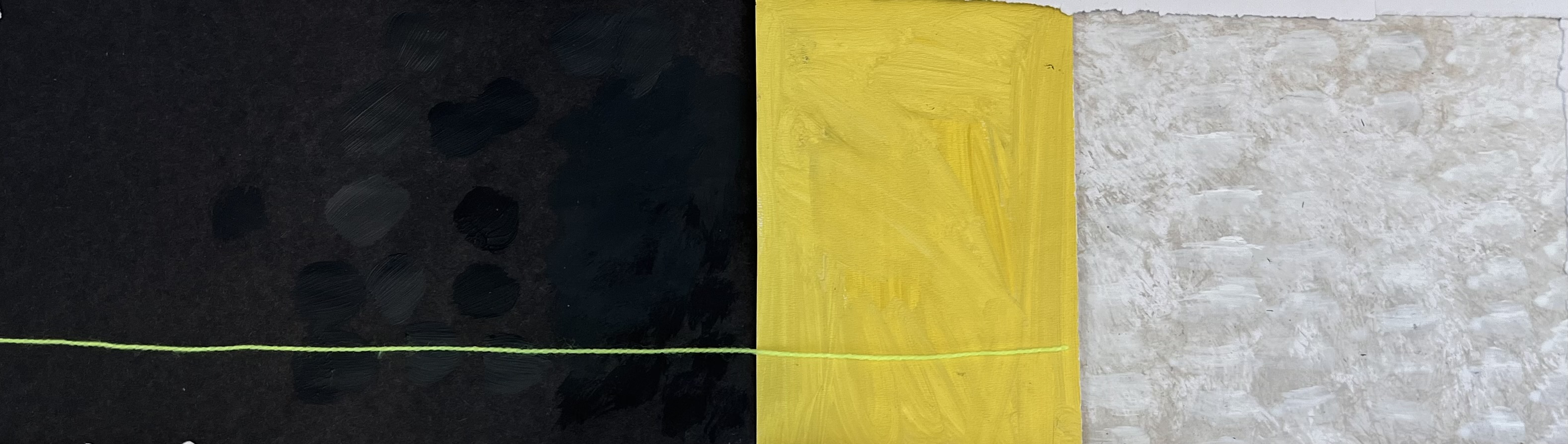 Abstract painting in black, yellow and white developed from earlier workshop studies