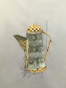 Collage Drawing of Coffee Pot