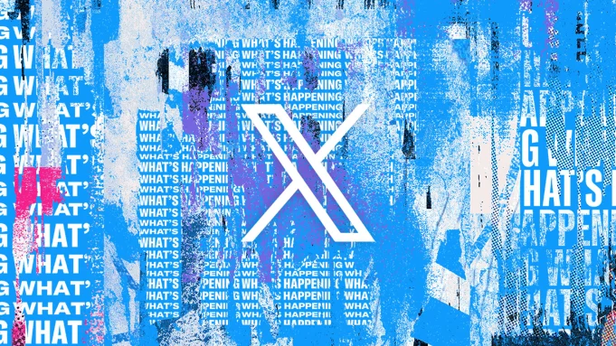 Blue graffiti, X logo