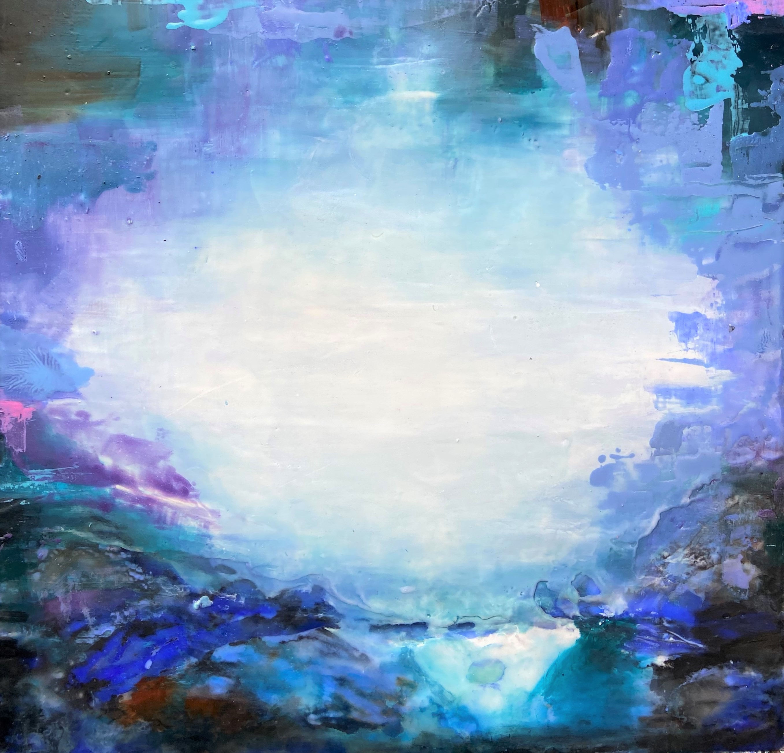 Tham Luang Cave, Encaustic and oil, 16x16