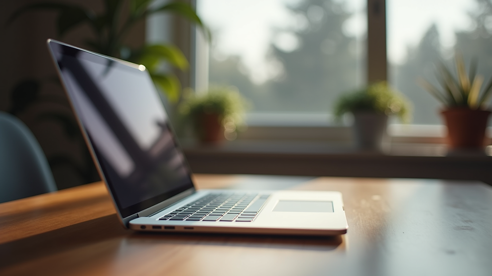 Close-up view of a modern laptop on a wooden table