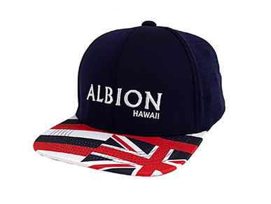 Custom Flat Bill Hybrid Hats for Albion Soccer Club. 