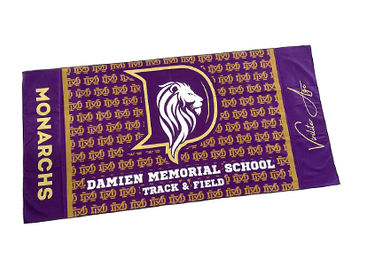 Custom Microfiber Suede Towels for Damien Memorial School.