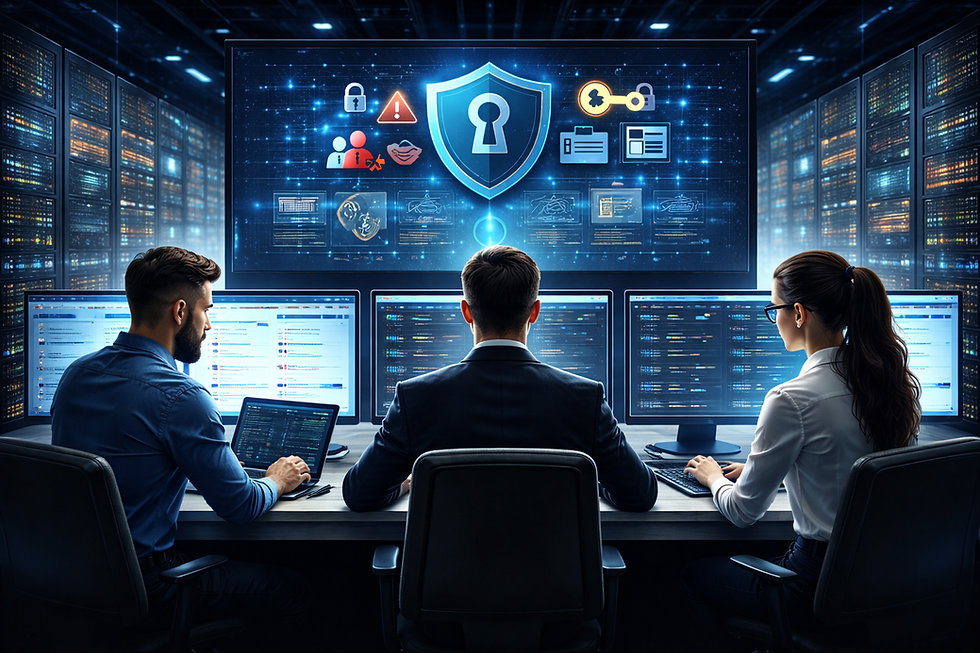 Privileged Access Management (PAM) sistemlerini veri merkezi ortamında izleyen siber güvenlik uzmanları