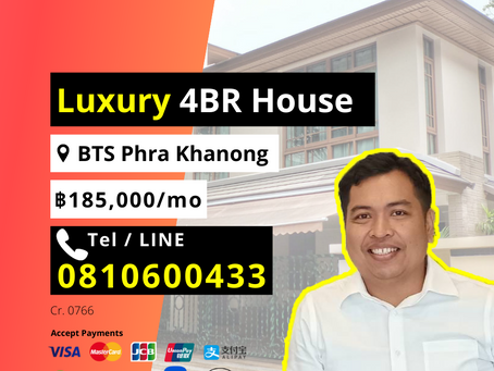 For Rent Detached House 4 Bed BTS Phra Khanong 185,000 Baht ID0766