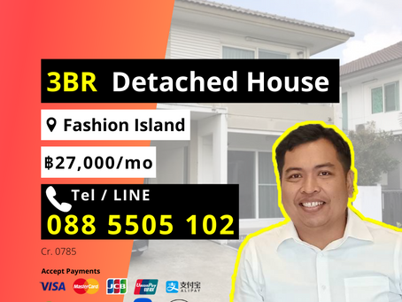3BR Detached House For Rent Near Fashion Island Only 27,000 Baht ID0785