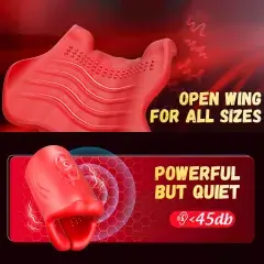 Thumbnail: 3.9 Inch Red 9-Speed App-Controlled Rechargeable Silicone Tongue Male Maturbator
