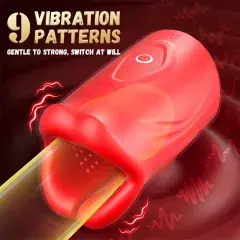 Thumbnail: 3.9 Inch Red 9-Speed App-Controlled Rechargeable Silicone Tongue Male Maturbator