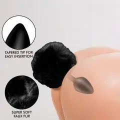 Thumbnail: 5.32" Black Silicone Anal Plug with Artificial Fur Tail – Body-Safe