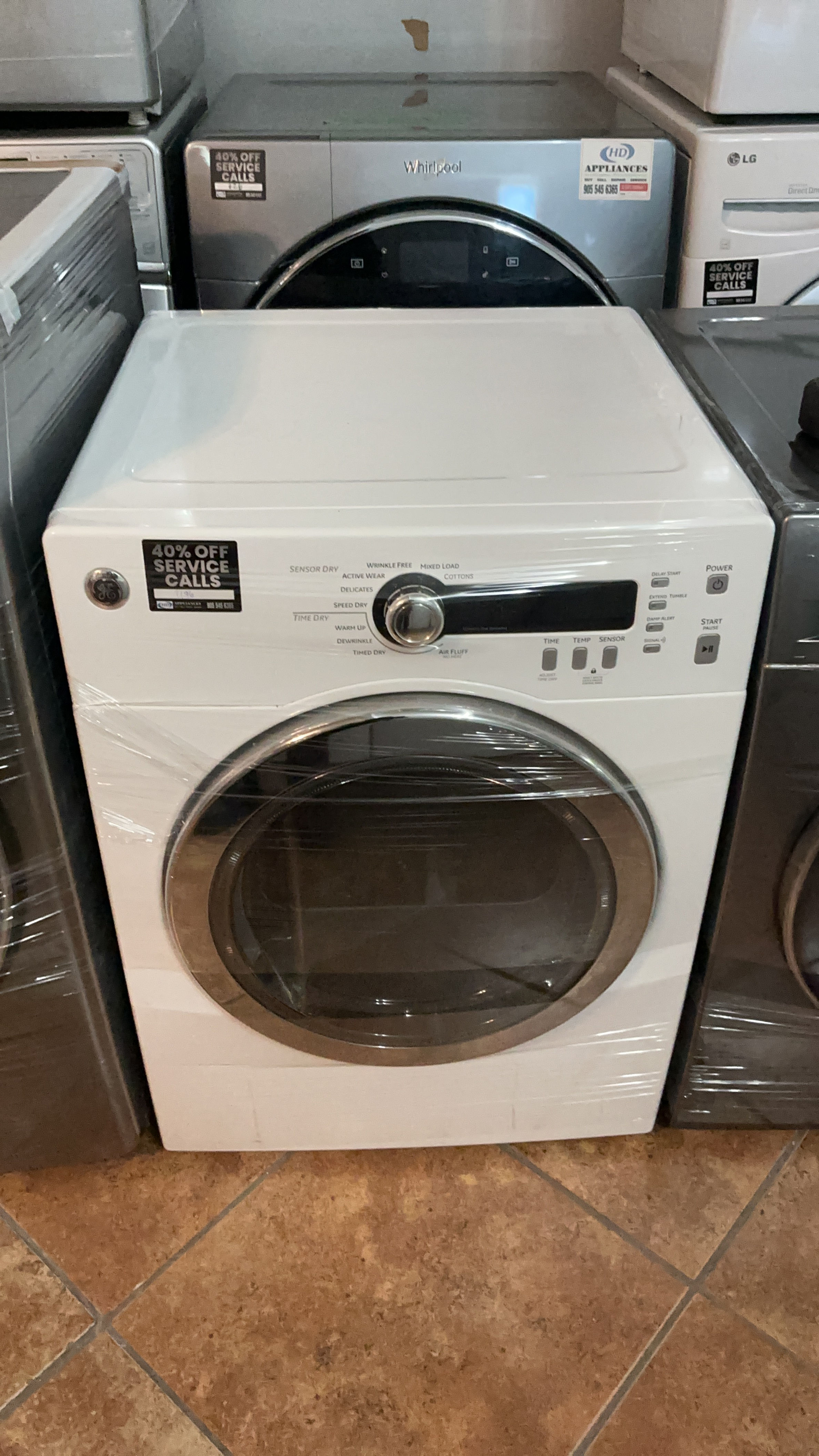 24 inch GE dryer white front loader glass door