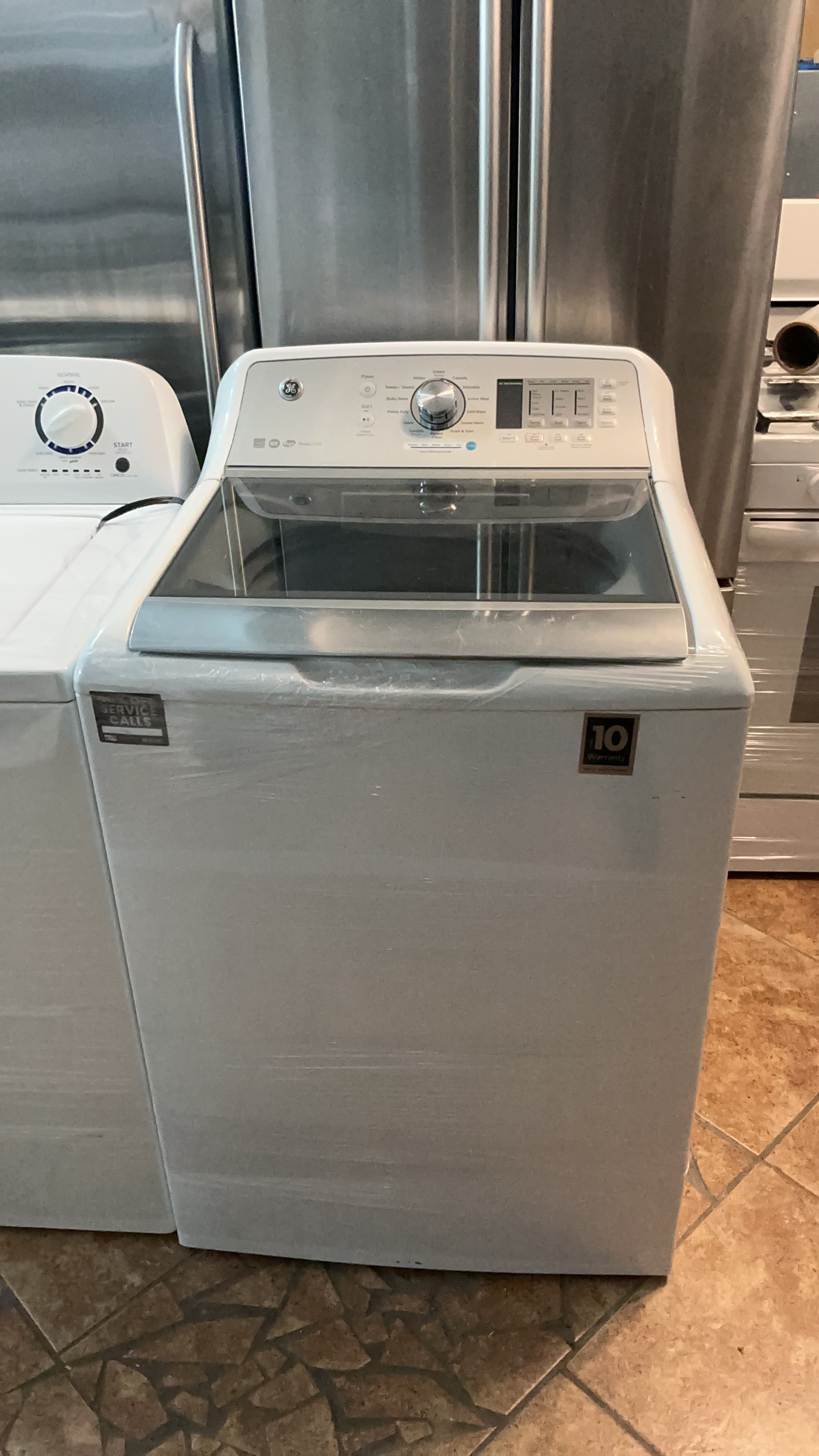 28 inch GE washer top loader glass door white
