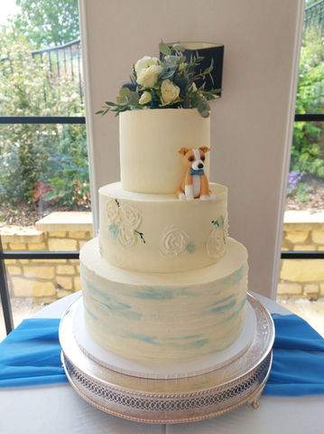 3 tier blue wedding cake